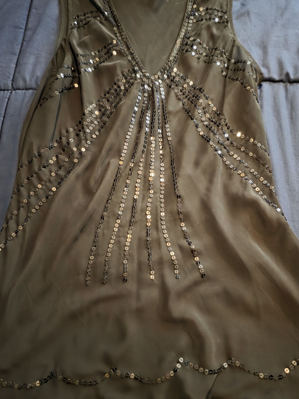 Ricki's Black Sequin Sheer Top Sz M